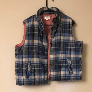 Plaid Puffy Vest XL